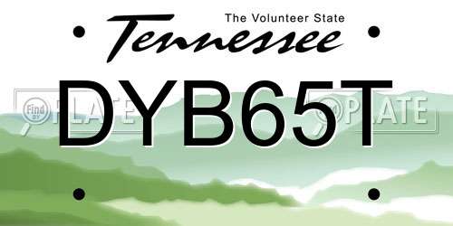 DYB65T Tennessee License Plate