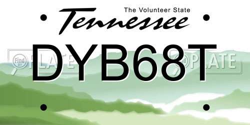 DYB68T Tennessee License Plate