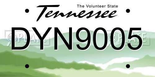 DYN9005 Tennessee License Plate
