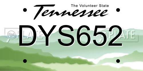 DYS652 Tennessee License Plate