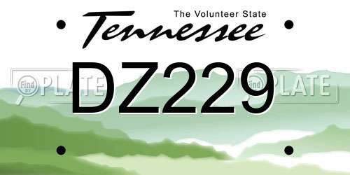 DZ229 Tennessee License Plate