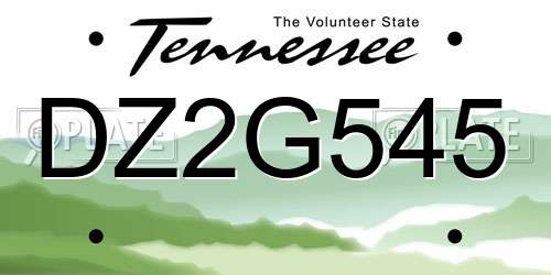 DZ2G545 Tennessee License Plate