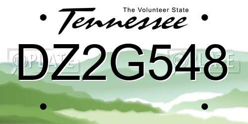 DZ2G548 Tennessee License Plate