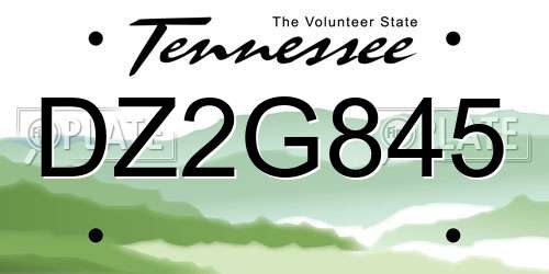 DZ2G845 Tennessee License Plate
