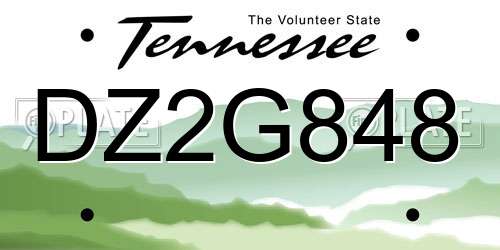 DZ2G848 Tennessee License Plate