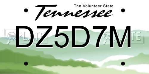 DZ5D7M Tennessee License Plate