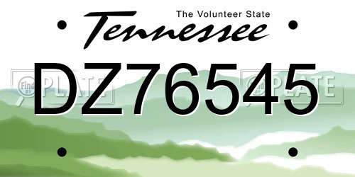 DZ76545 Tennessee License Plate