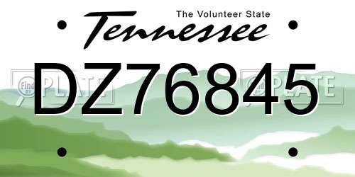 DZ76845 Tennessee License Plate