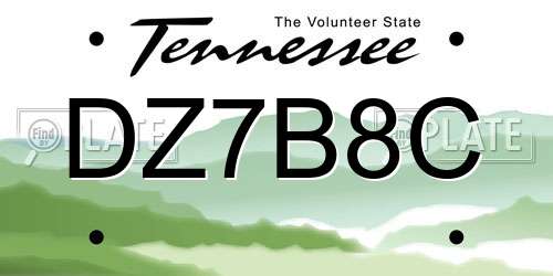 DZ7B8C Tennessee License Plate