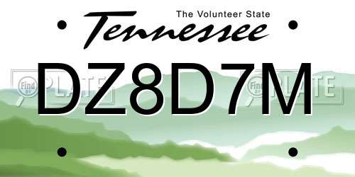 DZ8D7M Tennessee License Plate