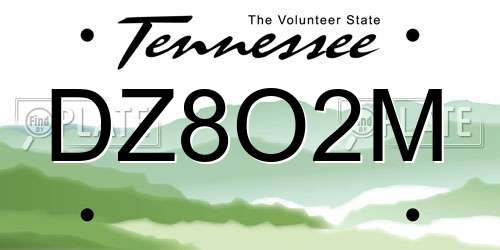 DZ8O2M Tennessee License Plate
