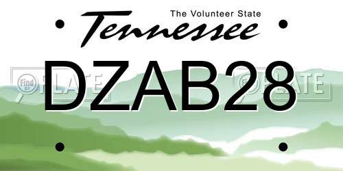 DZAB28 Tennessee License Plate