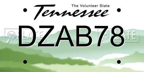DZAB78 Tennessee License Plate