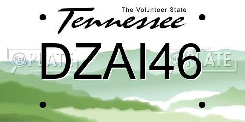 DZAI46 Tennessee License Plate