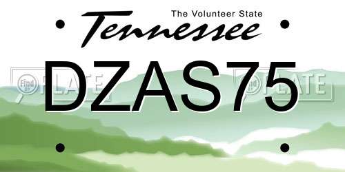 DZAS75 Tennessee License Plate