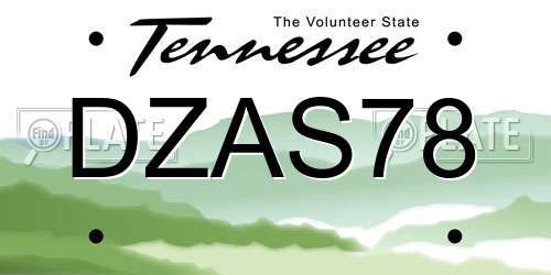 DZAS78 Tennessee License Plate