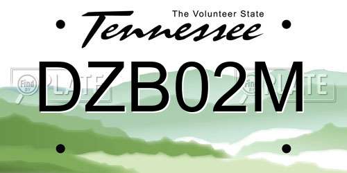 DZB02M Tennessee License Plate