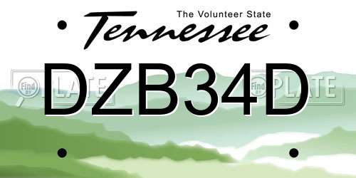DZB34D Tennessee License Plate