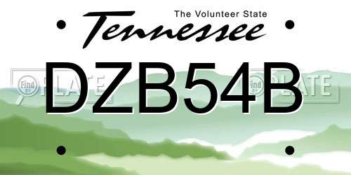 DZB54B Tennessee License Plate