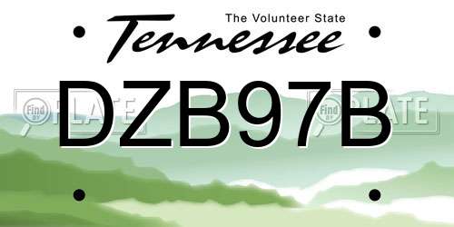 DZB97B Tennessee License Plate