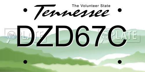 DZD67C Tennessee License Plate