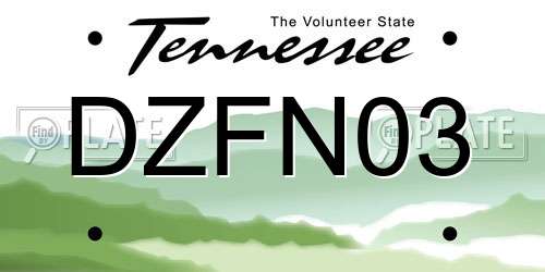 DZFN03 Tennessee License Plate