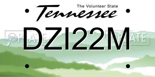 DZI22M Tennessee License Plate