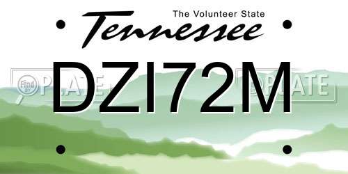DZI72M Tennessee License Plate