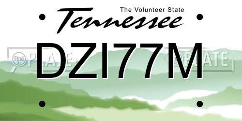 DZI77M Tennessee License Plate