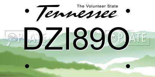 DZI89O Tennessee License Plate