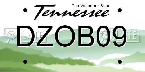 DZOB09 Tennessee License Plate