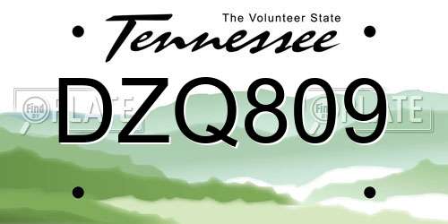 DZQ809 Tennessee License Plate