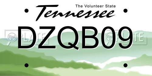 DZQB09 Tennessee License Plate