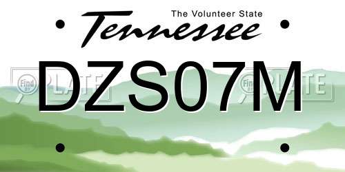 DZS07M Tennessee License Plate