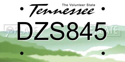 DZS845 Tennessee License Plate