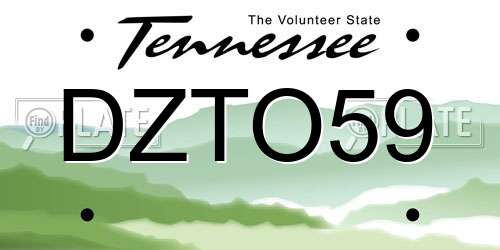 DZTO59 Tennessee License Plate