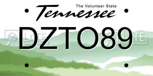 DZTO89 Tennessee License Plate