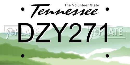 DZY271 Tennessee License Plate