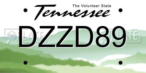 DZZD89 Tennessee License Plate
