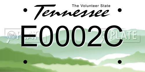 E0002C Tennessee License Plate
