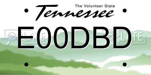 E00DBD Tennessee License Plate
