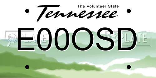 E00OSD Tennessee License Plate