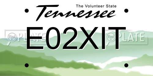 E02XIT Tennessee License Plate