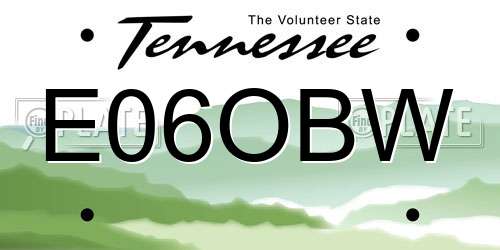 E06OBW Tennessee License Plate