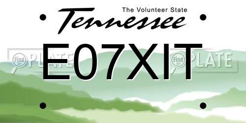 E07XIT Tennessee License Plate