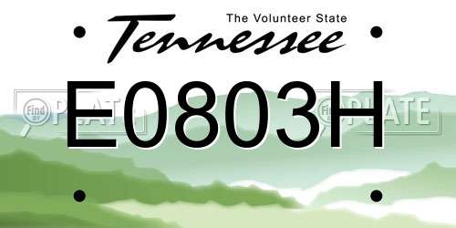 E0803H Tennessee License Plate