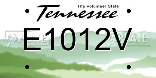 E1012V Tennessee License Plate
