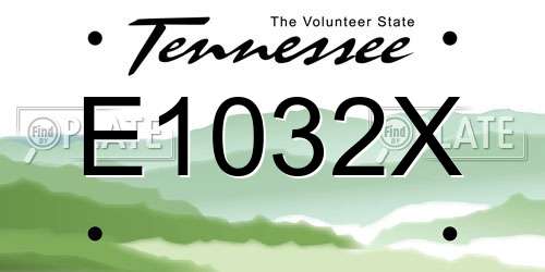E1032X Tennessee License Plate