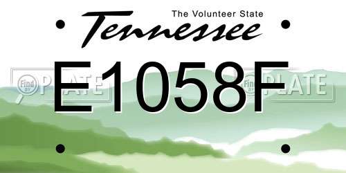 E1058F Tennessee License Plate