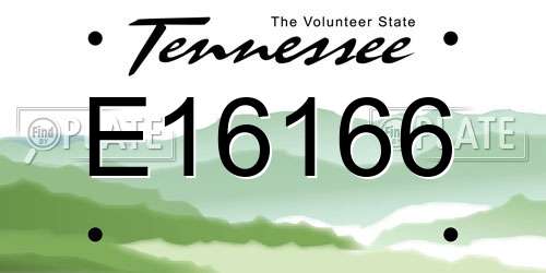E16166 Tennessee License Plate